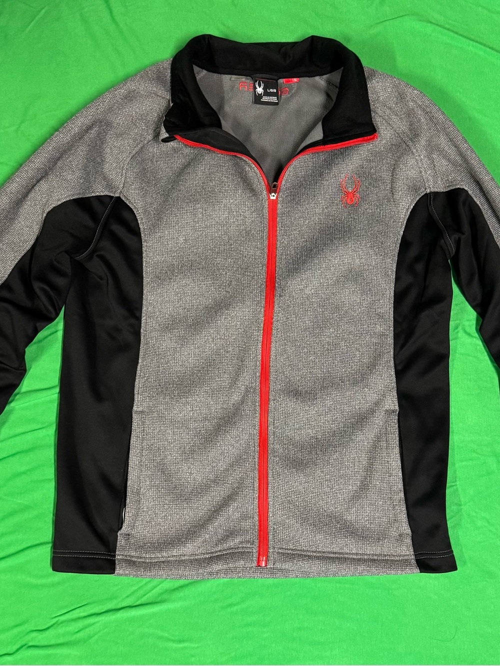 Spyder Men's Gray & Black Lightweight Full-Zip Jacket with Red Trim
